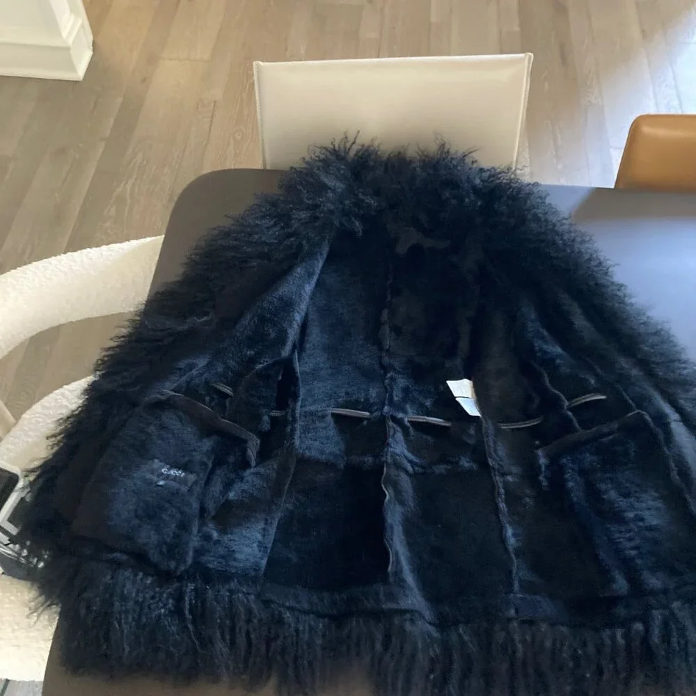 Gucci Tom Ford Era F/W 1999 Black Suede and Shearling Coat 90s Y2K Vintage - Picture 9 of 16